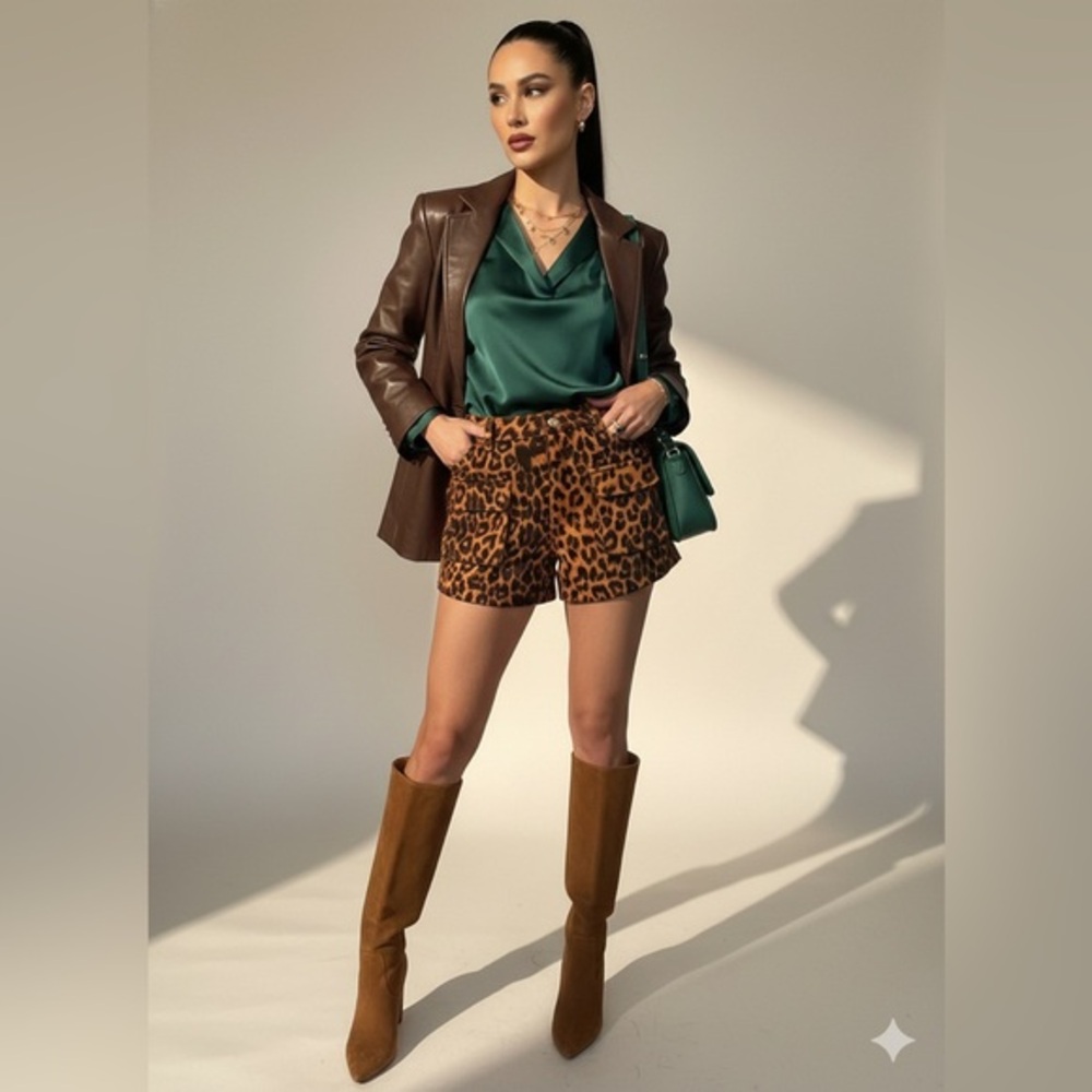 Davi & Dani Leopard Print Cargo Shorts - Chic & Versatile Safari Style
